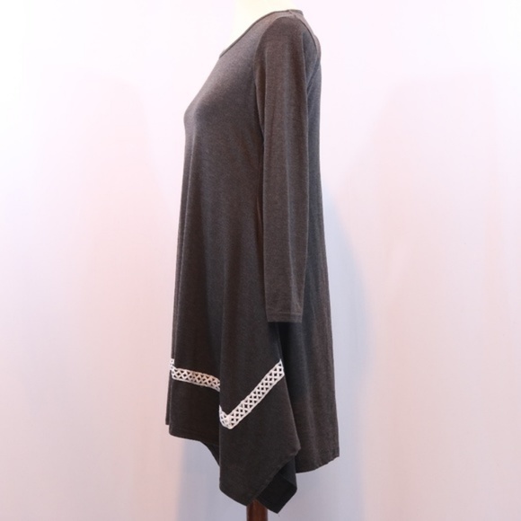 Gray Handkerchief Hem Tunic Dress, Medium - Picture 3 of 5